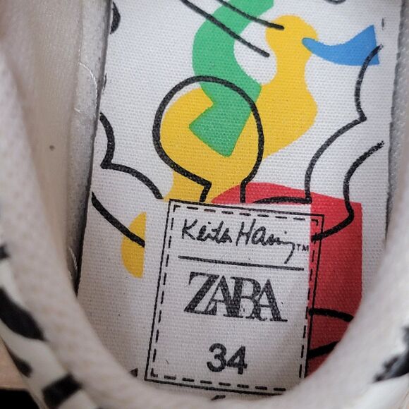 Zaba Kids Medium Tops Tennis Shoe Keith Haring Sp Ed Faux Leather - Size 3 - Picture 5 of 8